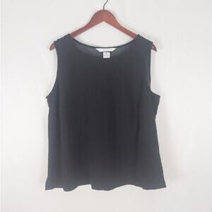 Nappa Valley Shirt Womens Plus 1X Black Top Polka Dot Sleeveless Round Neck